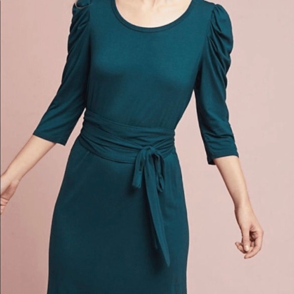ANTHROPOLOGIE MAEVE Ceres Ruched Green Dress XXS - Picture 1 of 9